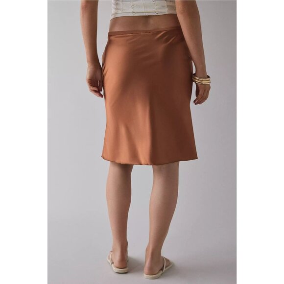 Lioness Shoreline Midi Skirt in Umber Xsmall New Womens Satin - Picture 14 of 15